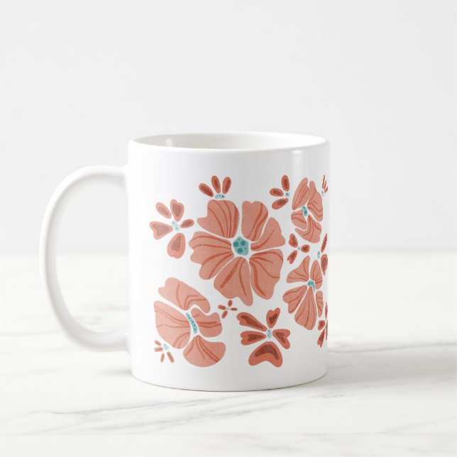 Mug Hippie Blooms : Artwork Abstrait Red Flower Power (Gauche)