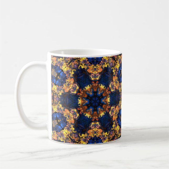 Mug Hippie psychédélique bleu et jaune (Gauche)