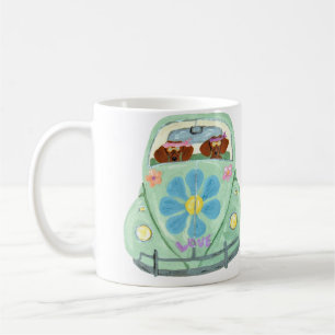 Mug Hippies Dachshunds Dans Leur Mobile De L'Amour Fle