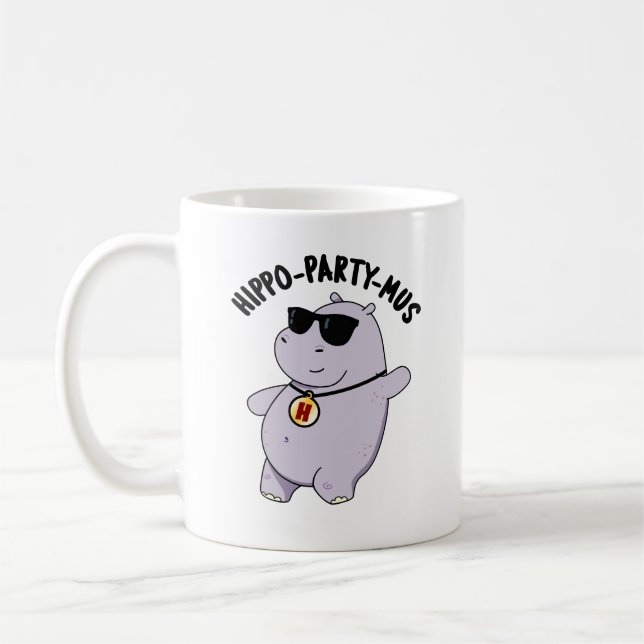 Mug Hippo-party-mus Funny Animal Hippo Pun (Gauche)