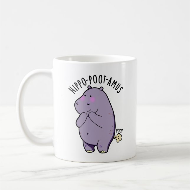Mug Hippo-poot-amus Drôle Farting Hippo Pun (Gauche)