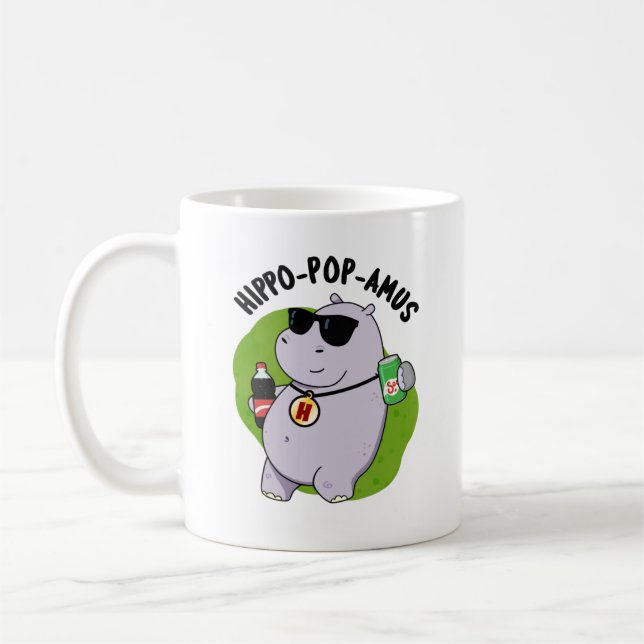 Mug Hippo-pop-amus Funny Hippo Soda Pop Pun (Gauche)