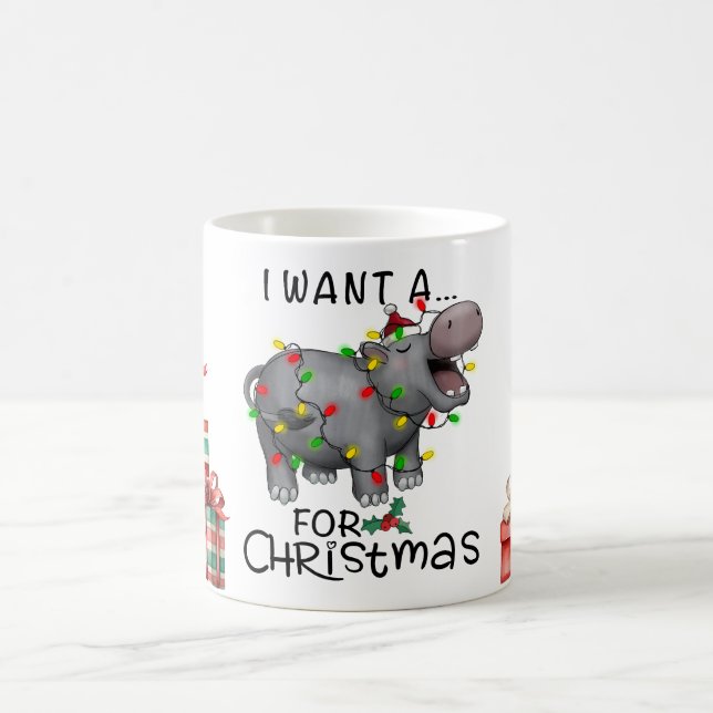 Mug Hippo Thème de Noël pour Amoureux des animaux (Centre)