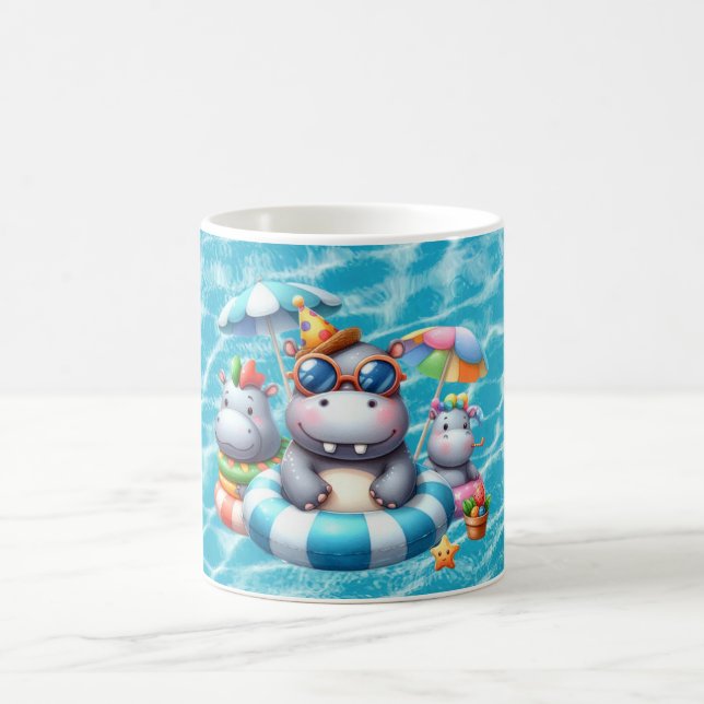 Mug Hippopotame dans la piscine avec un nom (Centre)