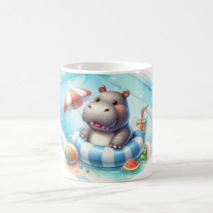 Mug Hippopotame dans la piscine avec un nom
