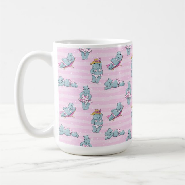 MUG HIPPOPOTAME FILLE MIGNON EN BIKINI SUR LA PLAGE (Gauche)