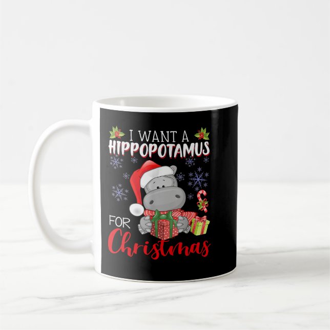 Mug Hippopotame Je Veux Un Hippopotame Pour Noël F (Gauche)