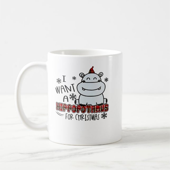 Mug Hippopotame Je Veux Un Hippopotame Pour Noël F (Gauche)