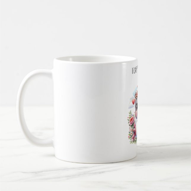 Mug Hippopotame mignon dans un avion en forme de cœur (Gauche)