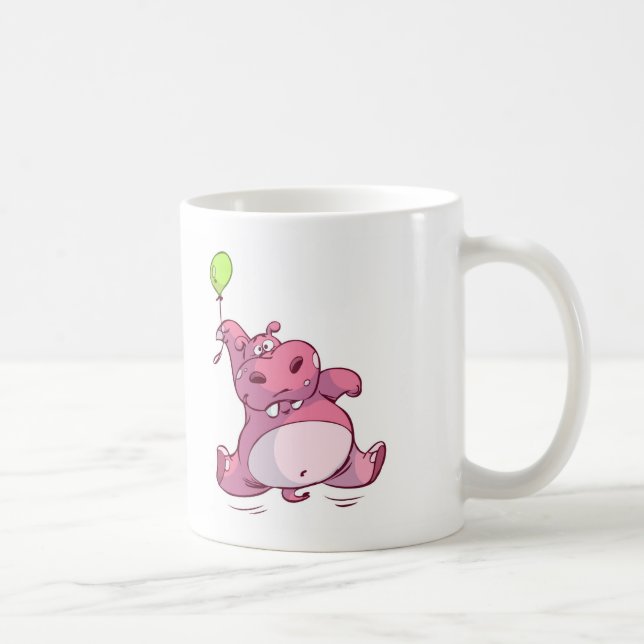 MUG HIPPOPOTAME ROSE MIGNON SUR LE BALLON (Droite)