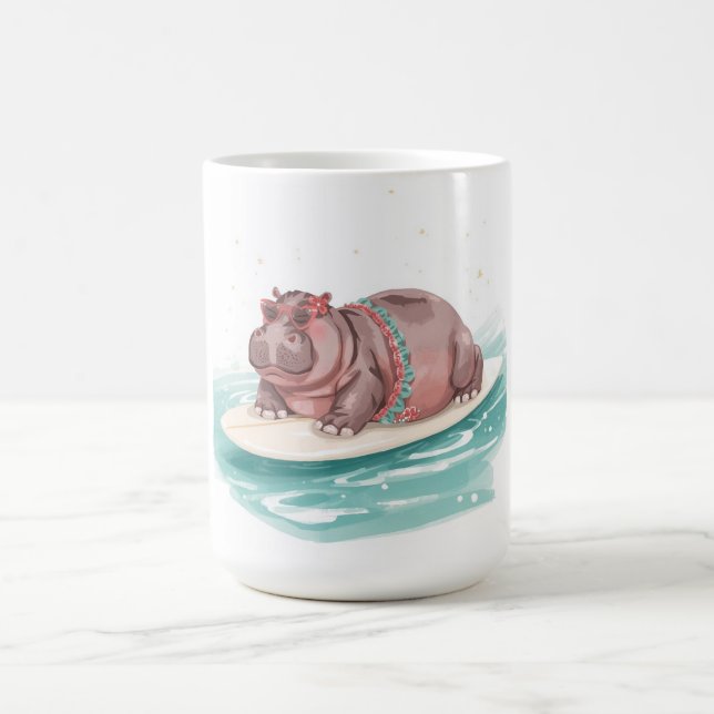 Mug Hippopotame surfeur sur planche de surf (Centre)