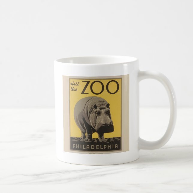 Mug Hippopotame vintage hippo zoo poster wpa (Droite)
