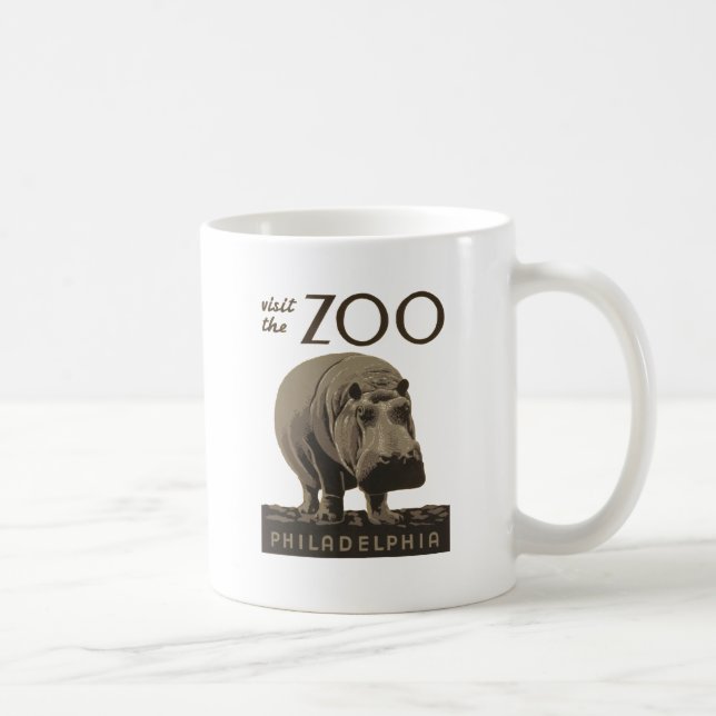 Mug Hippopotame vintage hippo zoo poster wpa (Droite)