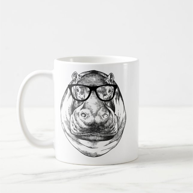 Mug Hippopotamus Hippo Lunettes Nerdy Hippopotamus 78  (Gauche)