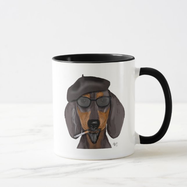 Mug Hipster Dachshund Noir et Tan (Droite)