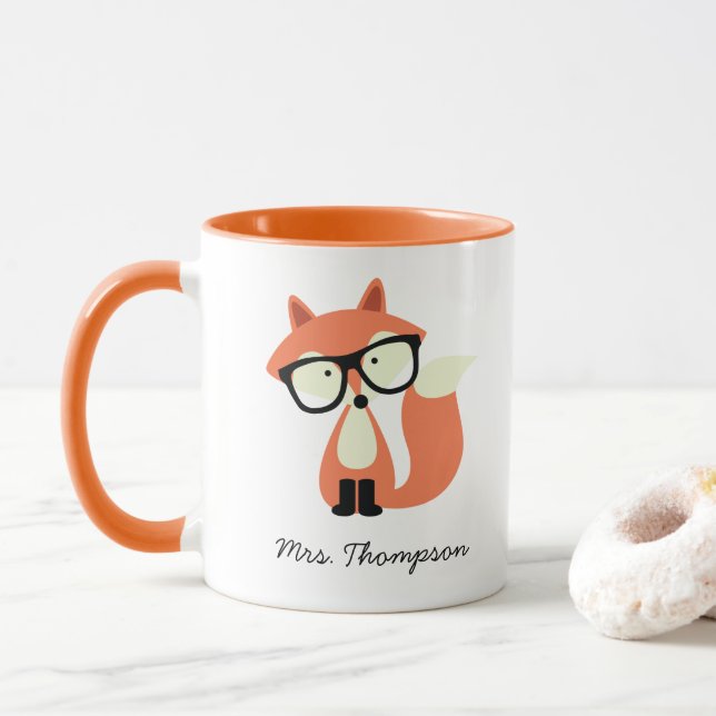 Mug Hipster Red Fox (Avec donut)