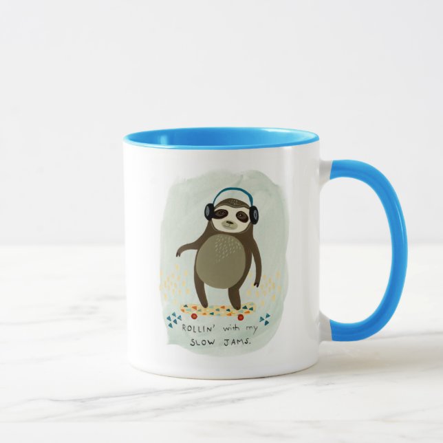 Mug Hipster Sloth | Rollin' Avec Mes Jams Lents (Droite)