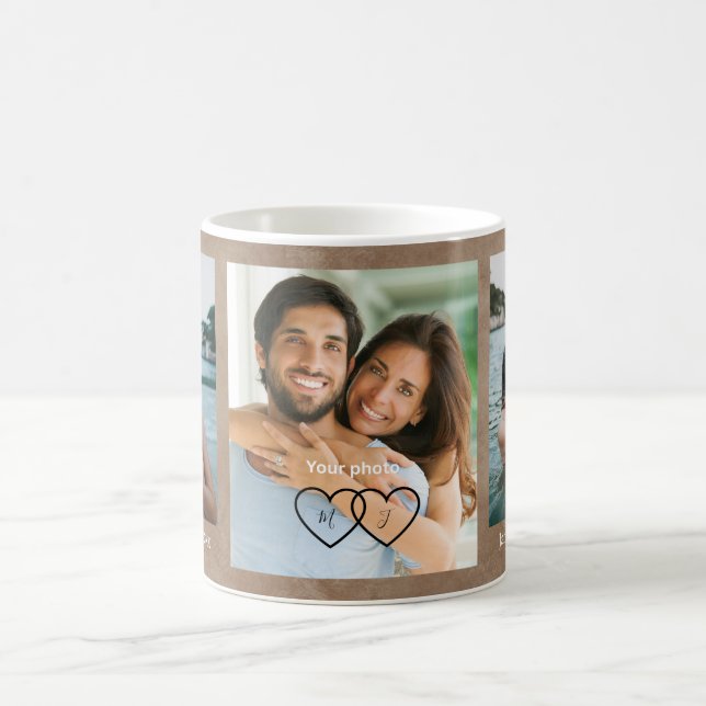 Mug Histoire d'amour rustique Photo Couple Monogramme  (Centre)