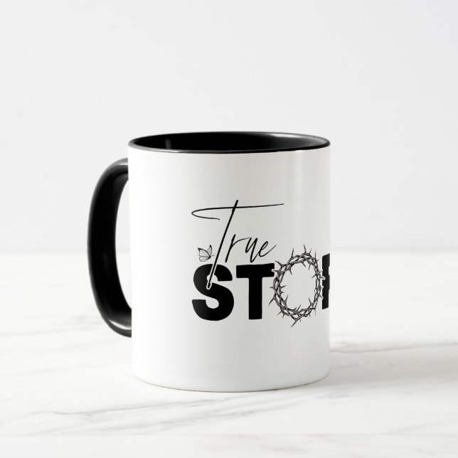 Mug Histoire vraie Croix chrétienne de Pâques (Devant gauche)