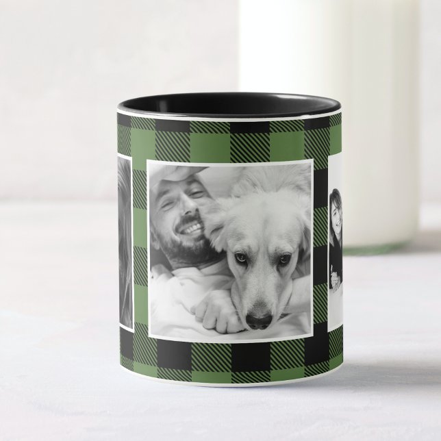 Mug Histoires Personnalisées Photo Buffalo Plaid Motif (Créateur téléchargé)