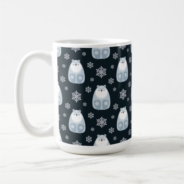MUG HIVER BLEU & VACANCES BLANCHES OURS POLAIRES (Gauche)