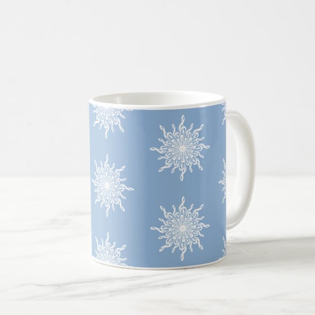 Mug Hiver Blue Ornamental G Clef Snowflake Motif (Devant droit)