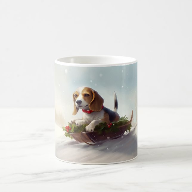 Mug hiver de neige de Noël beagle (Centre)