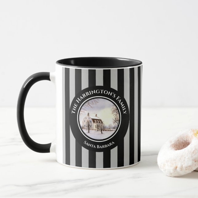 Mug Hiver en Nouvelle-Angleterre Noël Black Grey (Avec donut)