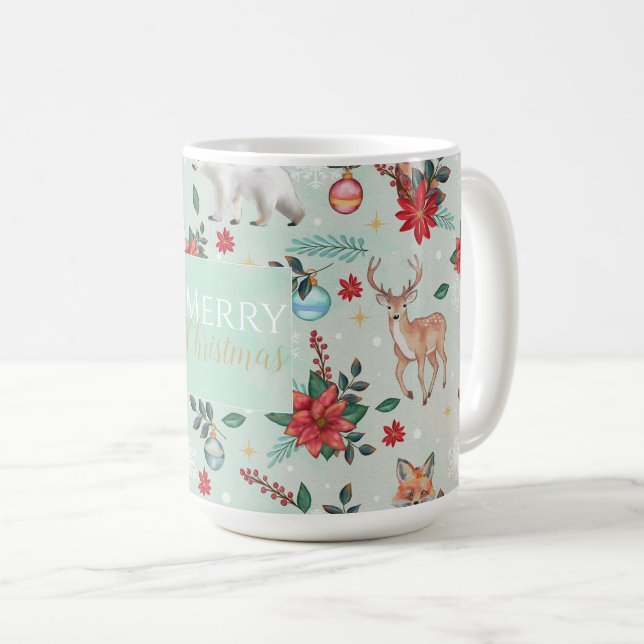 Mug Hiver Florest Animaux Motif de Noël (Devant droit)