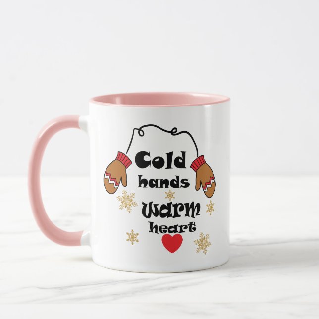 Mug Hiver Froid Mains Chaud Coeur, Cadeau de Noël (Gauche)