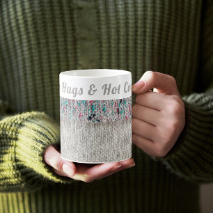 Mug Hiver personnalisé du spectre gris   Hugs et cacao