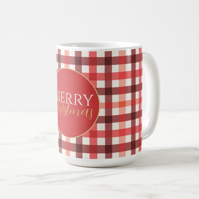 Mug Hiver Rouge En vichy Plaid À damiers Motif (Devant droit)