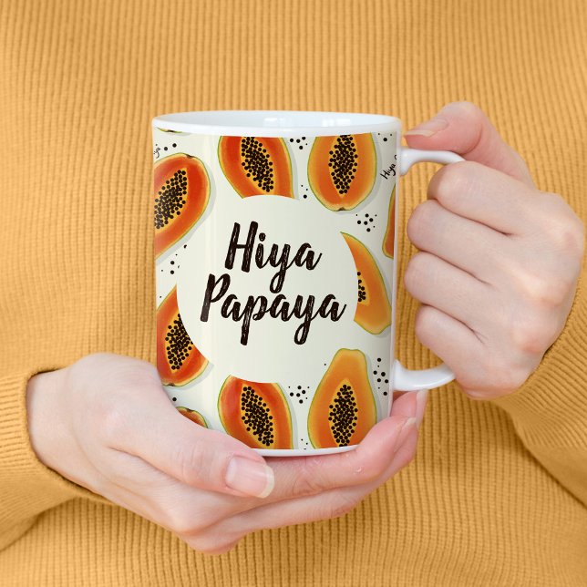 Mug Hiya Papaya Motif (Hiya Papaya Fruit Pattern Tall Mug)
