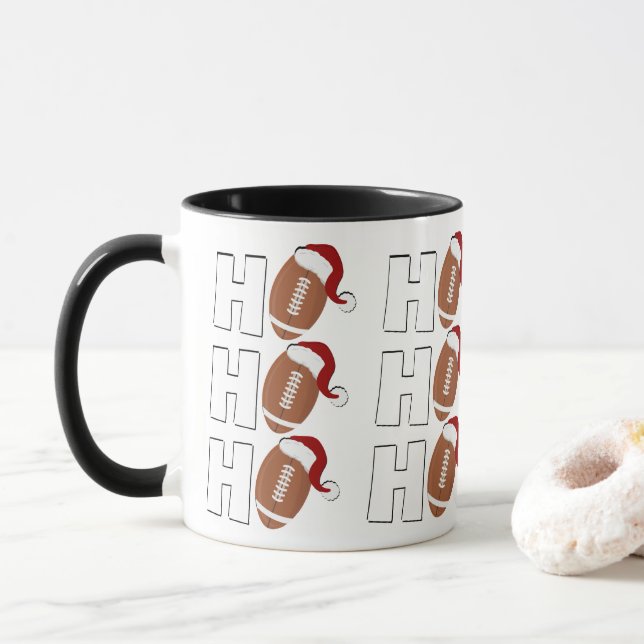 Mug Ho Ho Ho Football | Funny Christmas Season Humor (Avec donut)