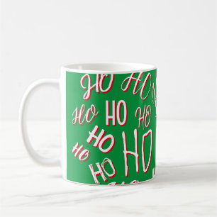 Mug HO HO HO motif de texte de Noël blanc vert rouge