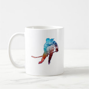 Mug Hockey Girl Skater Silhouette Aquarelle