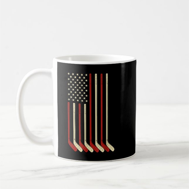 Mug Hockey Goalie Cadeau USA Drapeau Hockey Stick Ice  (Gauche)