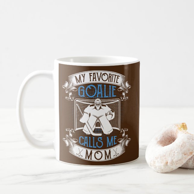 Mug Hockey Goalie Favori Appels Maman Mères Cadeau (Avec donut)