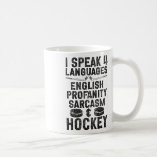 Mug Hockey sur glace Vintage Je parle 4 langues anglai