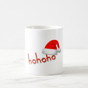 Mug HoHoHo Casquette de Noël Rouge Blanc Simple