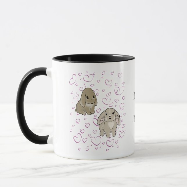 Mug Holland lop bunnies with hearts (Gauche)