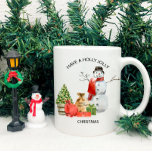 Mug Holly Jolly Christmas Snowman<br><div class="desc">Have a Holly Jolly Christmas Snowman with Christmas tree and packages</div>