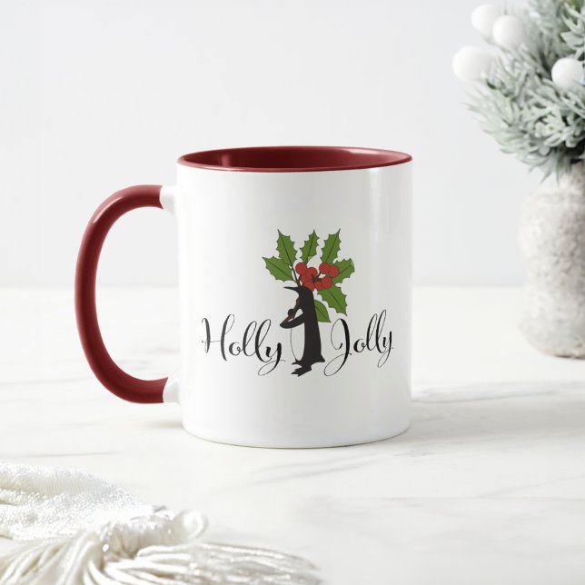 Mug Holly Jolly Cute Funny Penguin Noël (Créateur téléchargé)
