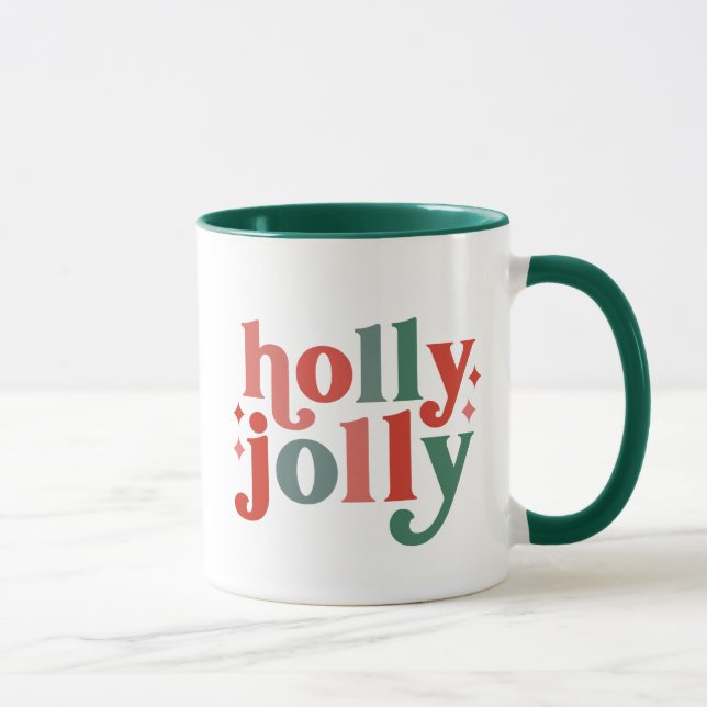 Mug Holly Jolly - Typographie des Fêtes Rétro (Droite)