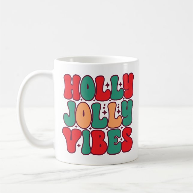 Mug Holly Jolly Vibes Retro Vacances de Noël Super (Gauche)