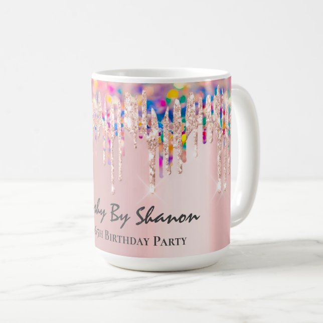 Mug Holographe Rose rose mariée Douche Douce 16e (Devant droit)