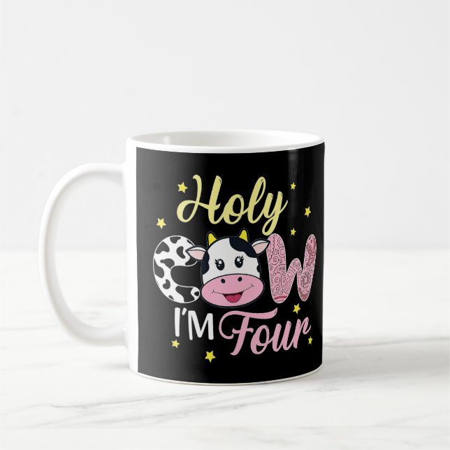 Mug Holy Cow I'm Four Cow Farm Thème Anniversaire 4 an (Gauche)
