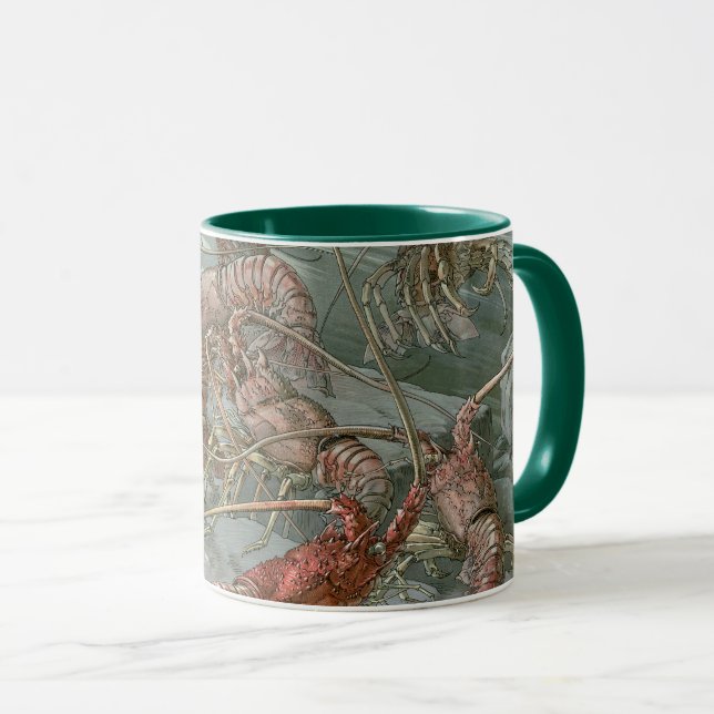 Mug Homards dans l'océan, Art Nouveau Vintage (Devant droit)