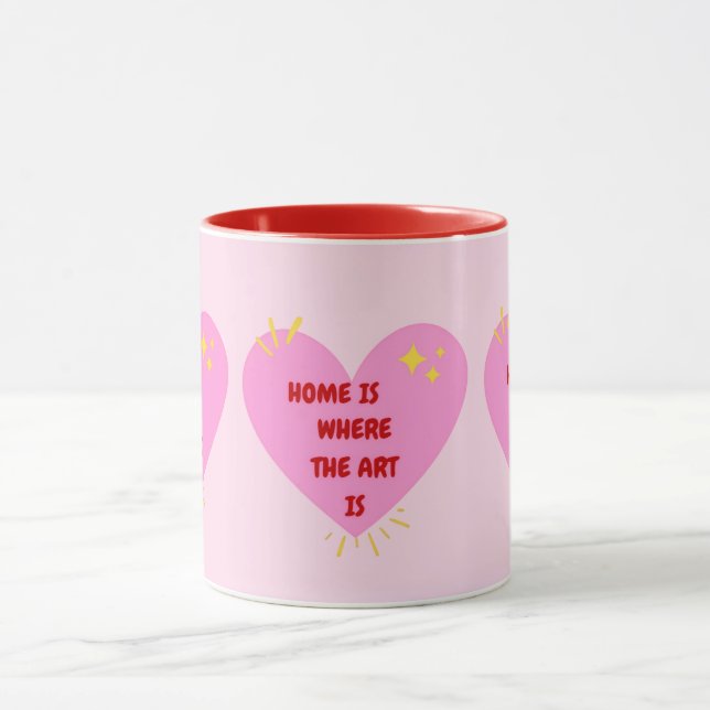 Mug Home Is Where The Art Is – Cute Heart Inspirationa (Centre)