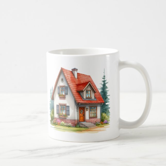 Mug Home Sweet Home Aquarelle Cottage Cute House (Droite)